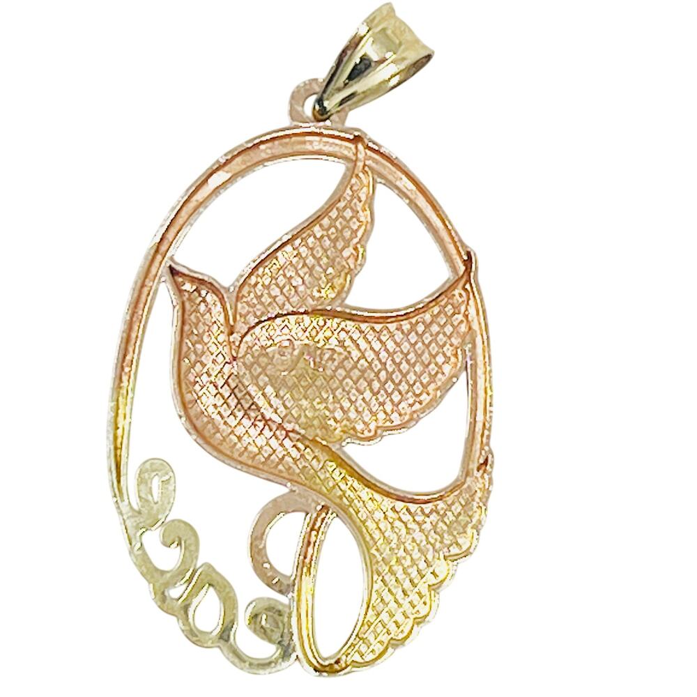 MA 14K Yellow & Rose Two Tone Gold Pendant Peace Dove - Picture 5 of 6
